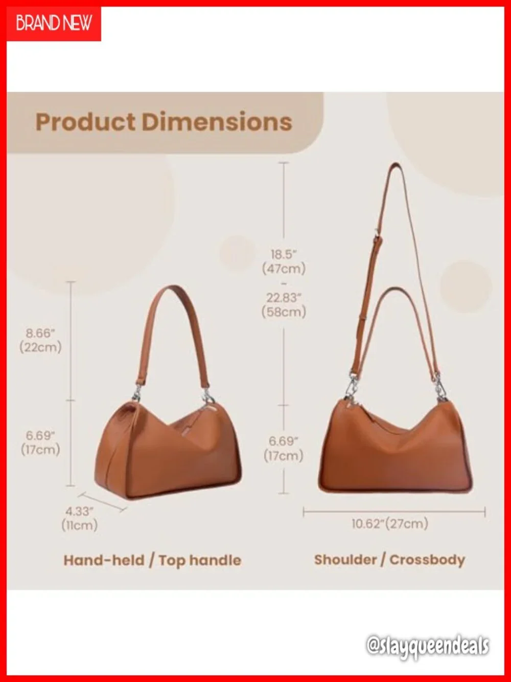 Genuine Leather Hobo Bag for Women Shoulder Crossbody Purse